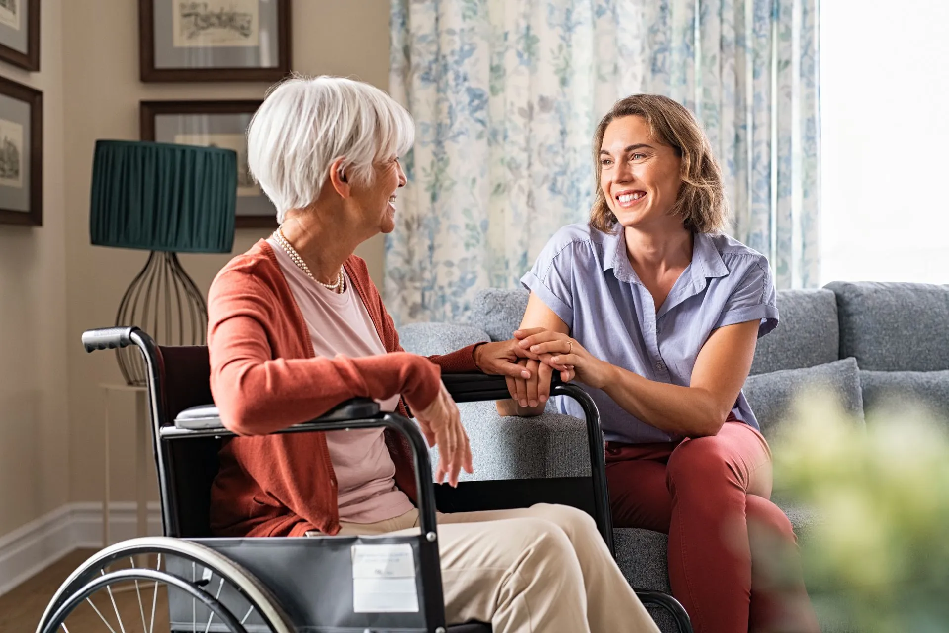 two women talking